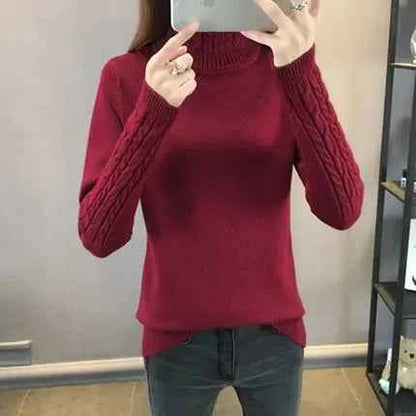 Women's Wool High Neck Fashion Sweater - Slim Fit, Long Sleeves | Winter Warmth