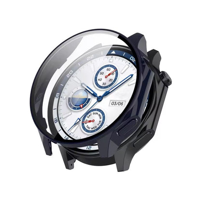 Black protective watch case for Oppo Watch X, designed by That Watch Shop, shown on the watch in a close-up image.