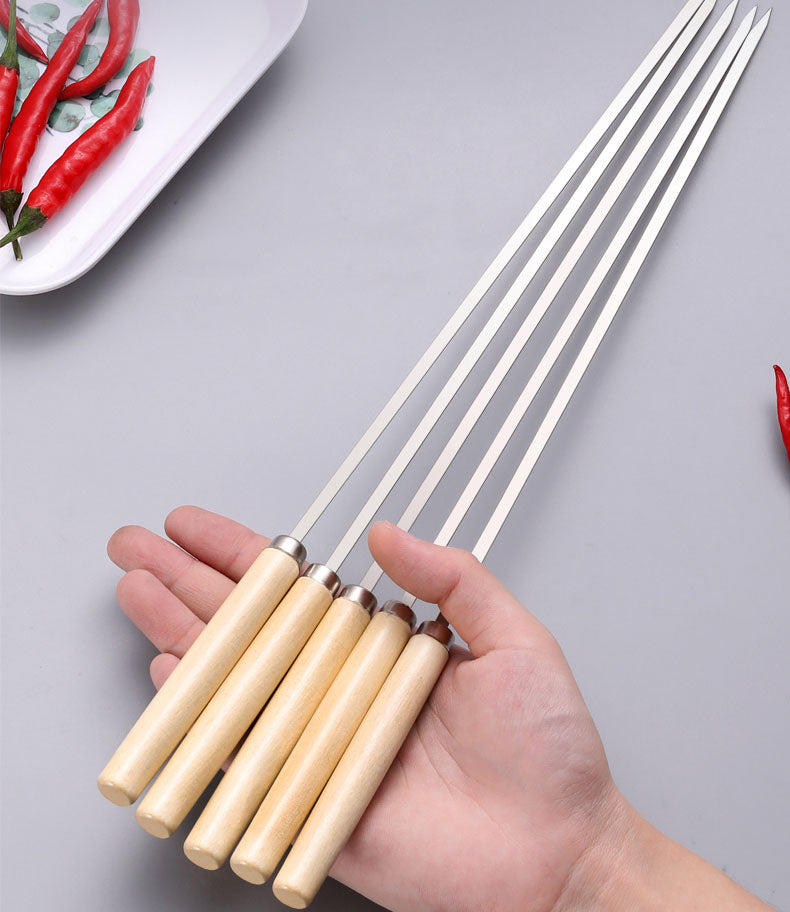 (20PCS/PACK) L 33.5cm Wooden Handle Stainless Steel BBQ Skewers dealonline.co.nz