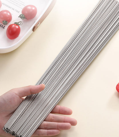 100pcs L 35cm Stainless Steel BBQ Skewers Round Roast Needle Stick Shish Kebab dealonline.co.nz