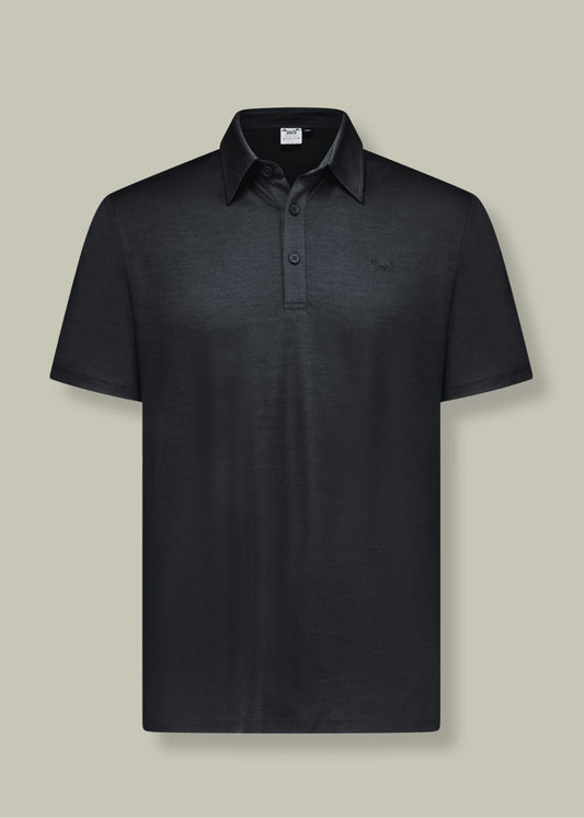 Men's Polo - 100% Merino Wool, Black Merino 365 NZ