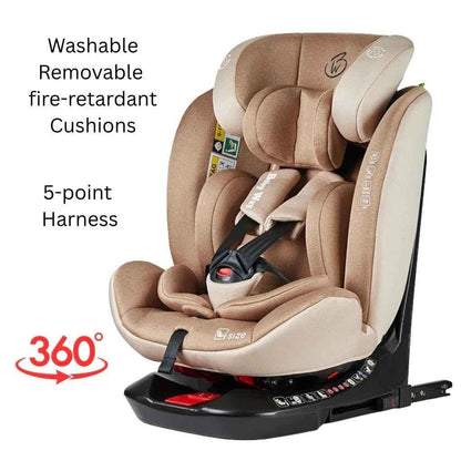 Defender i-Size 360 Rotating and Convertible Car Seat with ISOFIX and Top Tether - BEIGE