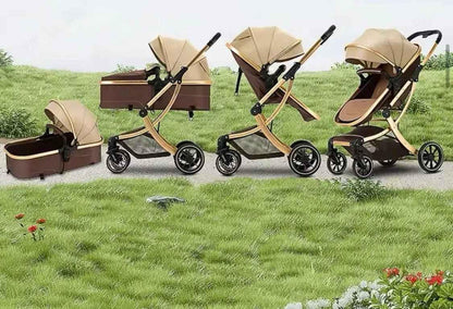 The Mint - 2 in 1 High View Reversible bassinet Stroller for 0-3 years KHAKI