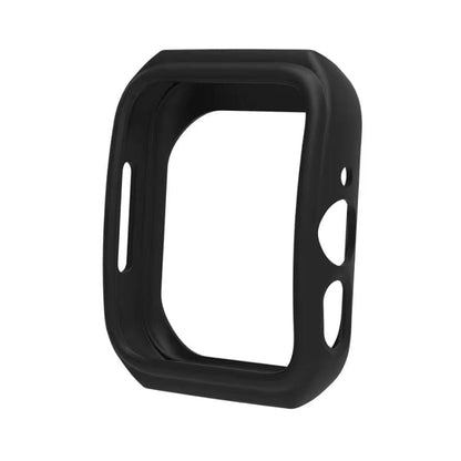 Black protective watch case for Oppo Watch 4 Pro, made by That Watch Shop, shown fitted on the smartwatch with a close-up view.