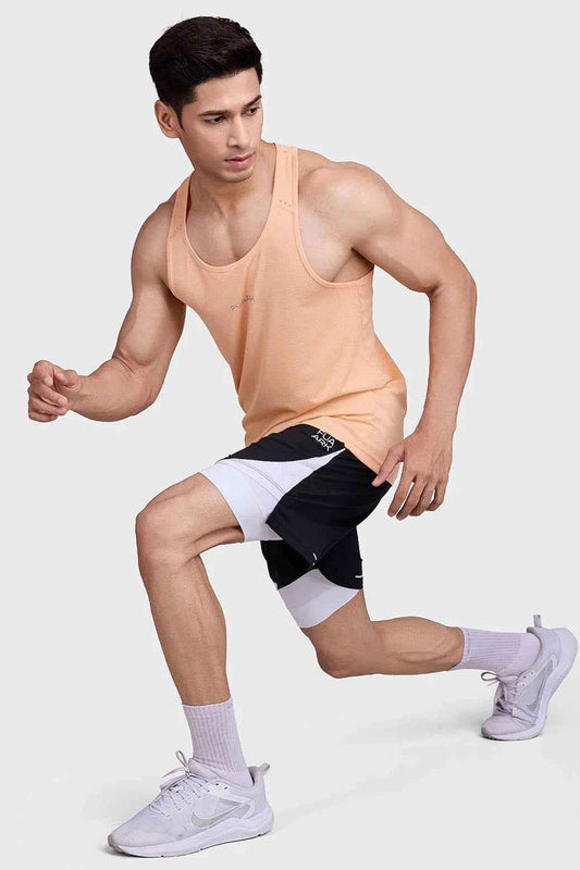 Checks Running Tank Peach