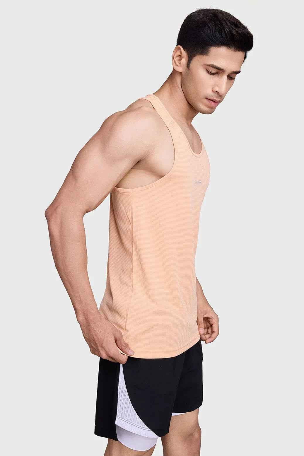 Checks Running Tank Peach