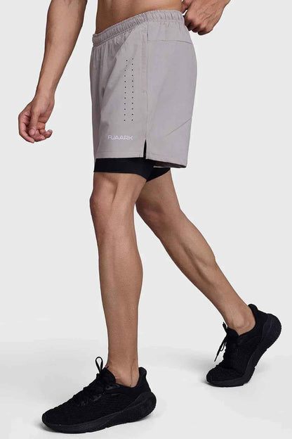 2 in 1 Laser Shorts Beige With Black