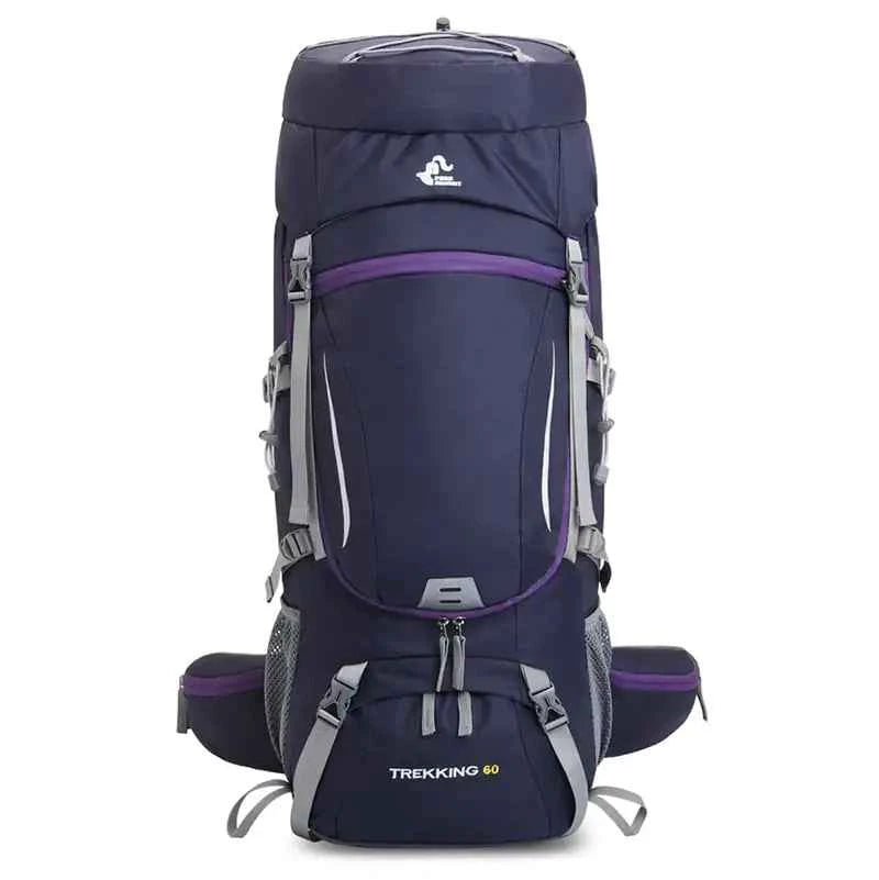 60L Water-Repellent Hiking Backpack with Rain Cover - Large Capacity Outdoor Pack for Adventures