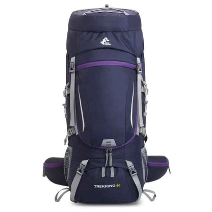 60L Water-Repellent Hiking Backpack with Rain Cover - Large Capacity Outdoor Pack for Adventures