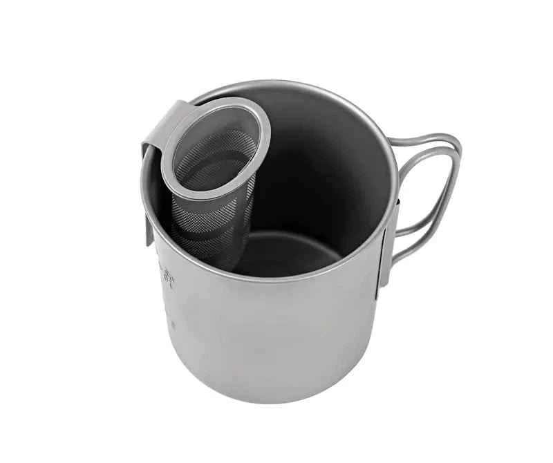 Titanium Folding Cup for Camping - Collapsible Travel Mug with Lid | Ultralight Outdoor Drinkware