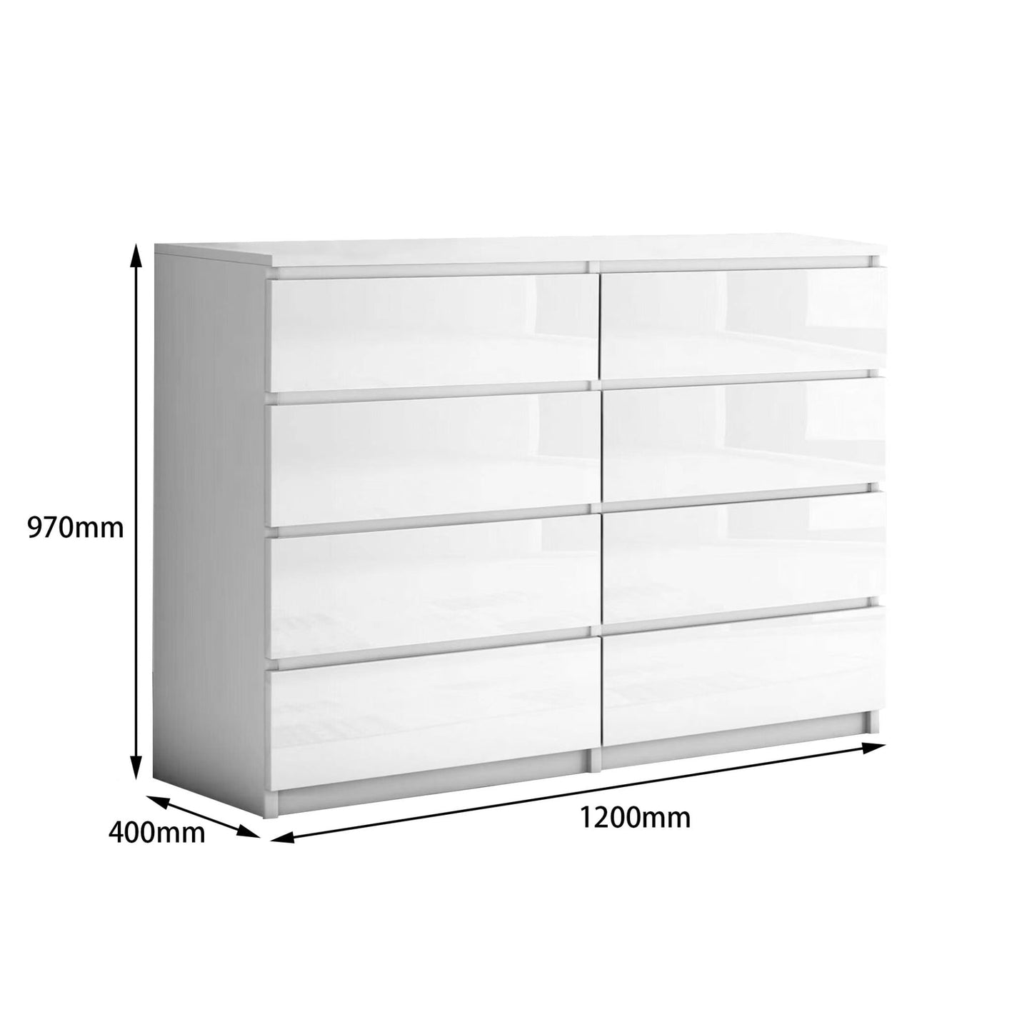 'Monaco' White Chest of 8 drawers sue-e furniture