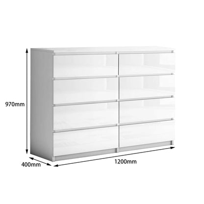 'Monaco' White Chest of 8 drawers sue-e furniture