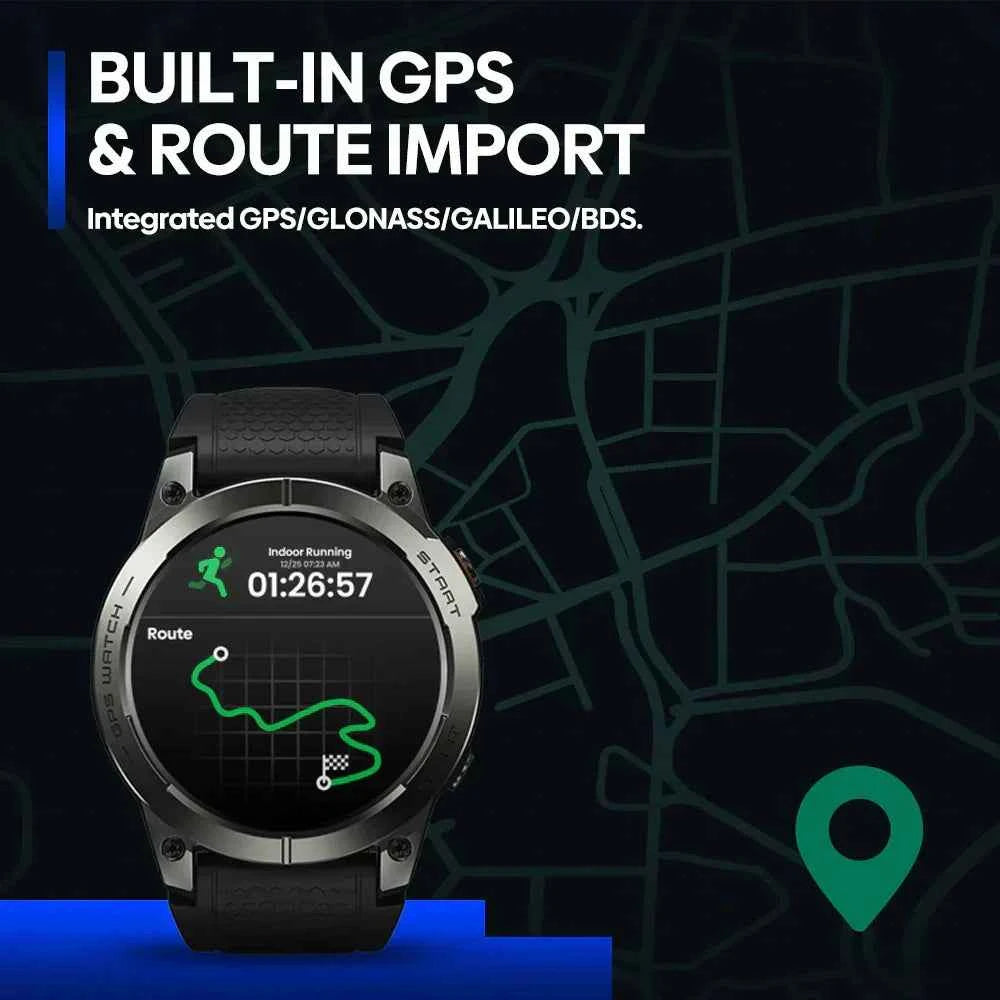 GPS Positioning Sport Smart Watch - Waterproof Fitness Tracker with Heart Rate & Sleep Monitor | AMOLED Display
