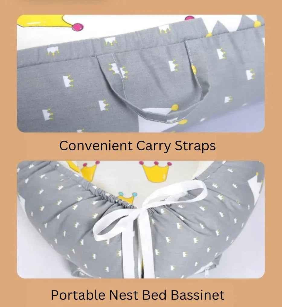 Reversible Baby Lounger with Pillow – Adjustable Portable Baby Bed & Bassinet