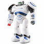Dealonlinenz intelligent RC police robot with light, sound, and full control, featuring combat defender design and remote control functionality
