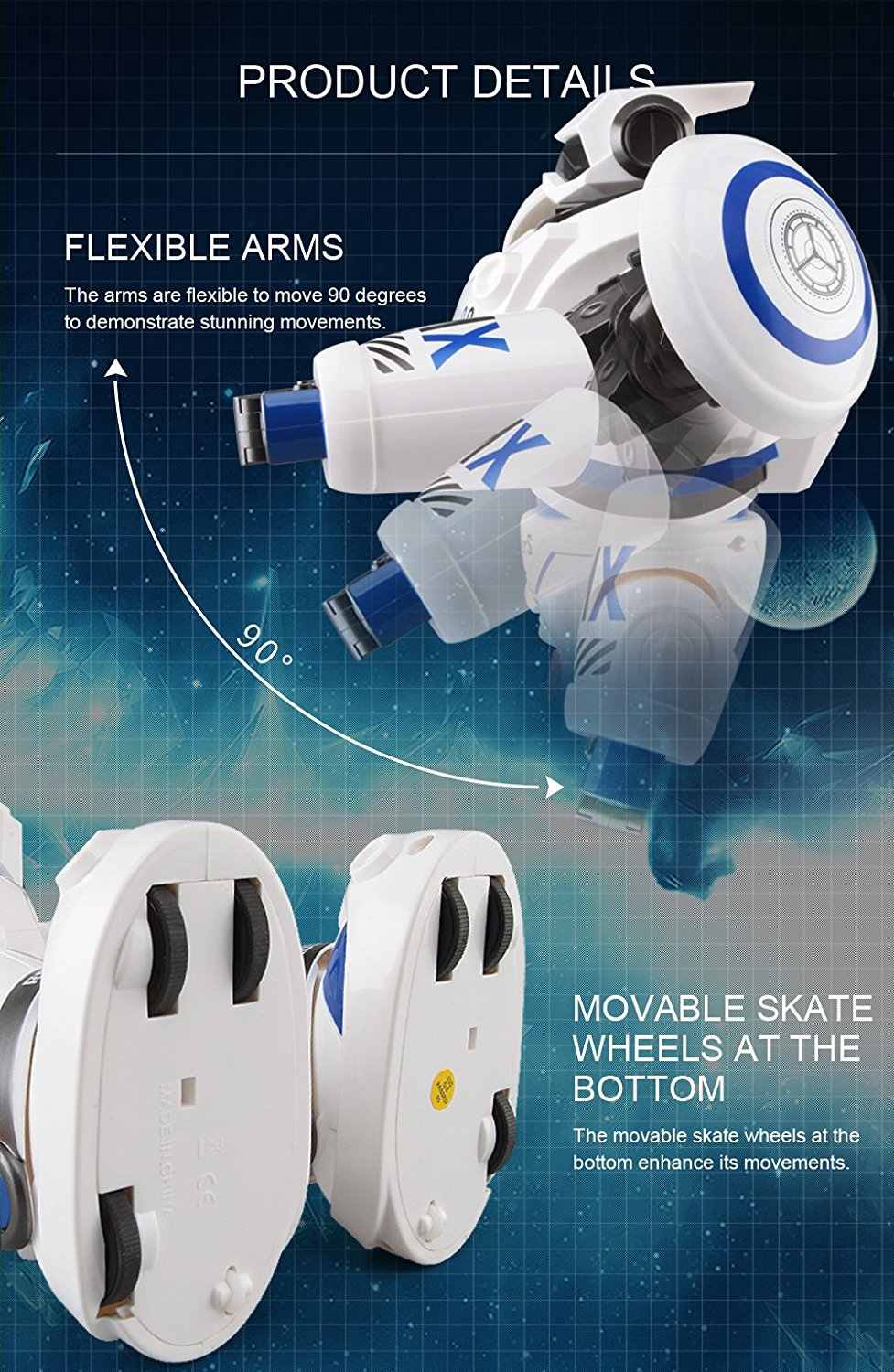 Dealonlinenz intelligent RC robot AD Police with lights, sound, and full control, designed as a programmable combat defender toy.
