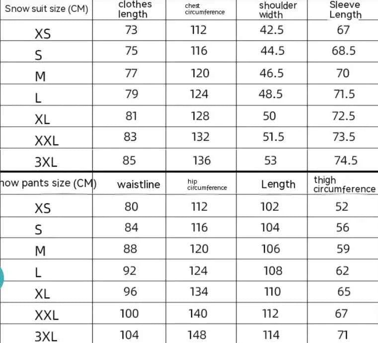 Ski Suit Men's and Women's - Waterproof Windproof Winter Snow Suit | Unisex 2-Piece Set