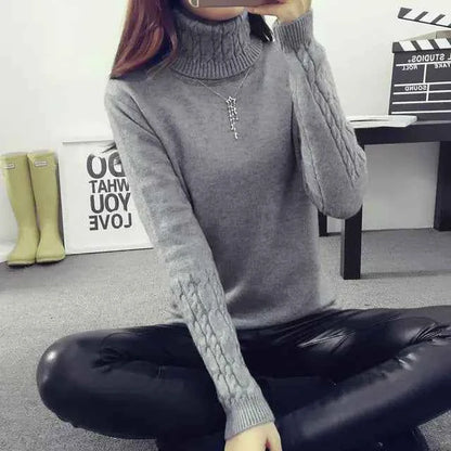 Women's Wool High Neck Fashion Sweater - Slim Fit, Long Sleeves | Winter Warmth