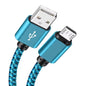 Blue 2m Micro USB charger cable for Samsung phones and tablets, Type B, by 9eight5, showing the cable and connector ends.