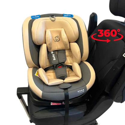 SafeHalo 360 Rotating and Convertible Car Seat with ISOFIX for All Ages - KHAKI