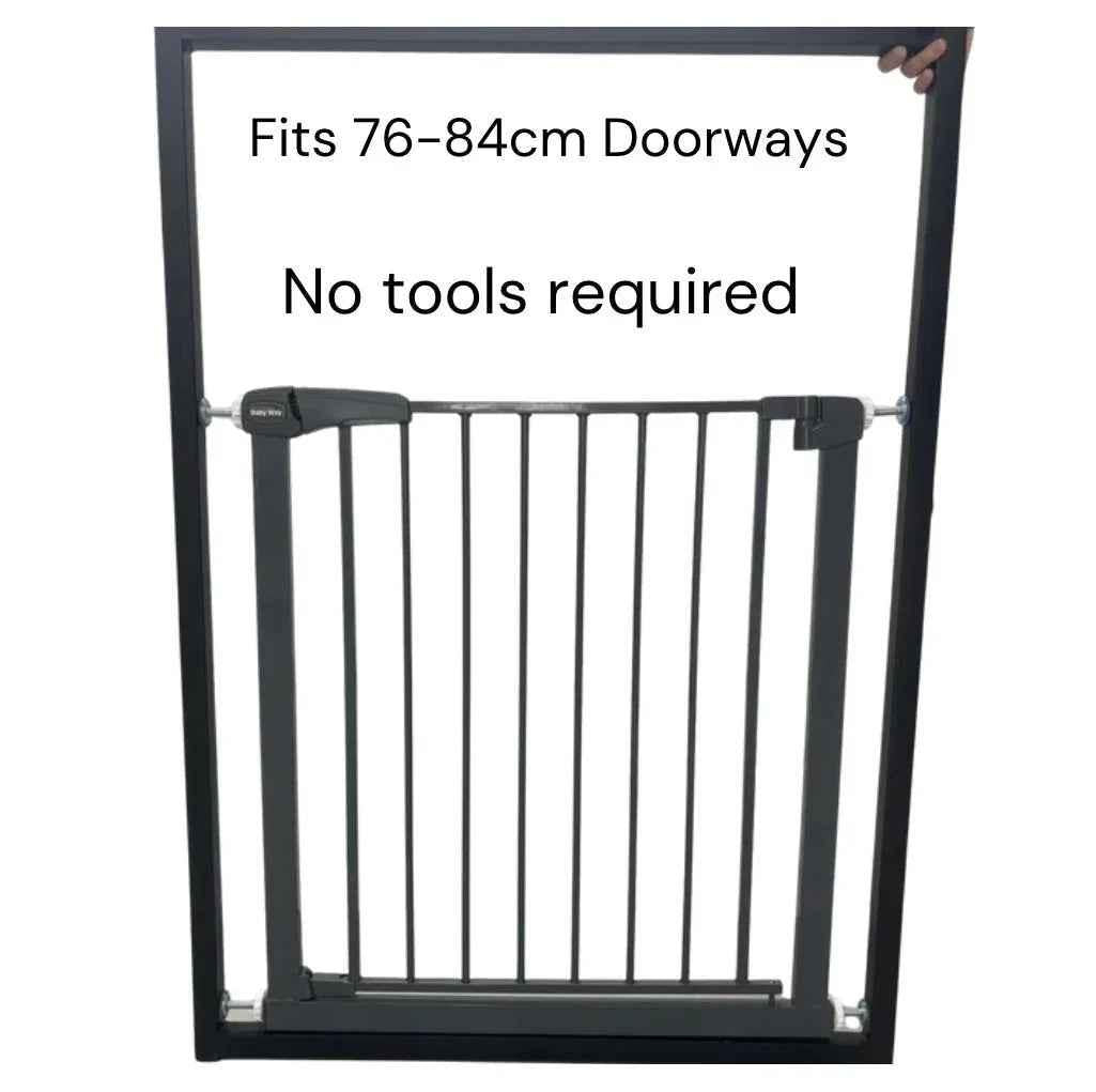 Grey Safety Gate – Secure Baby & Pet Barrier (Fits 75-84 cm Doors)