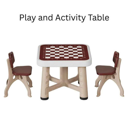 Kids’ Play & Activity Table Set – Table + 4 Chairs | Game Board and Storage