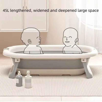 Foldable Baby Bath with Digital Thermometer & Newborn Support Rack - GREY
