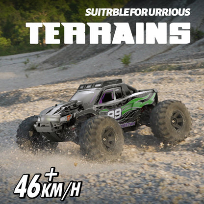 Red 1:10 scale high speed 4WD RC Truggy off-road vehicle, durable design for fast outdoor racing.