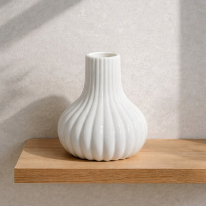 Frankly Cotton Fluted Ceramic Bud Vase – White Nest & Stem Homewares