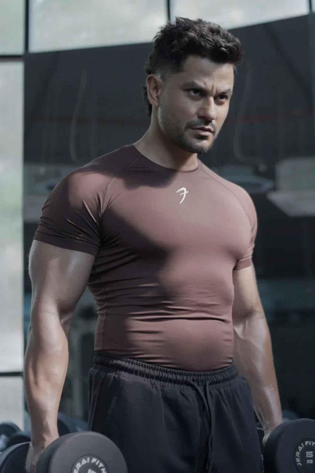 Compression T-shirt Brown