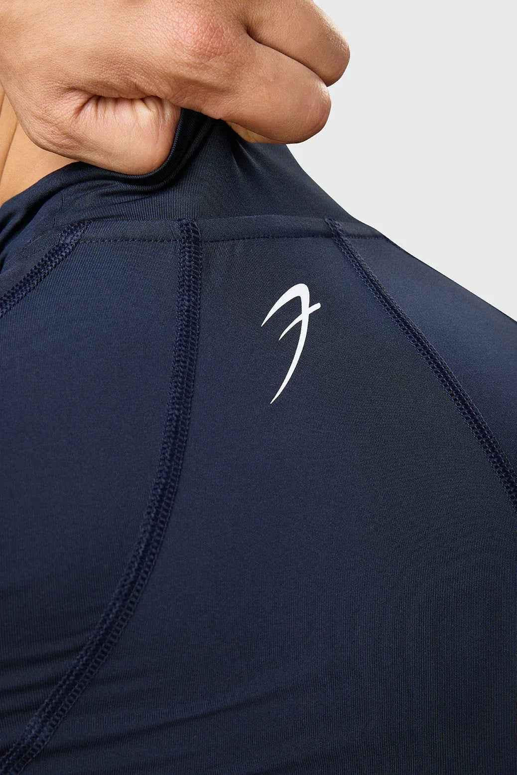 High Neck Compression Full Sleeves T-shirt Navy
