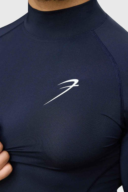 High Neck Compression Full Sleeves T-shirt Navy
