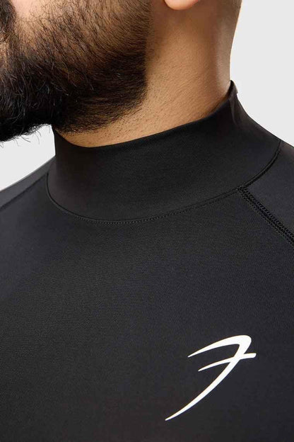 High Neck Compression Full Sleeves T-shirt Black
