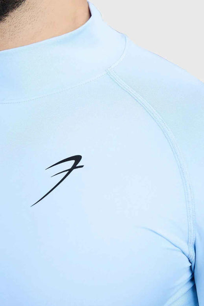 High Neck Compression Full Sleeves T-shirt Glacial Blue