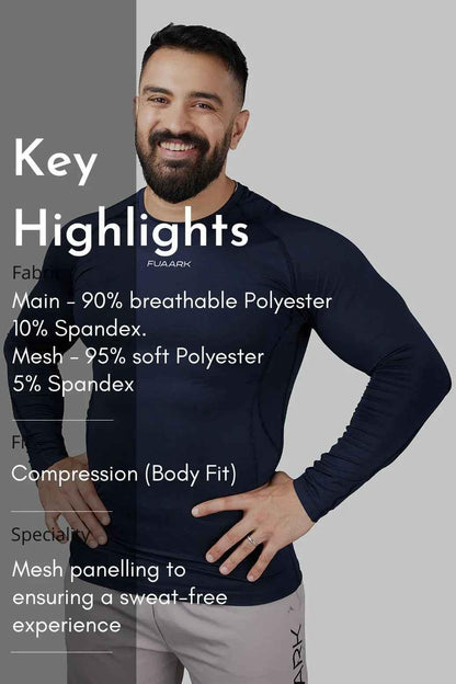 Compression 2.0 Full Sleeves T-shirt Navy