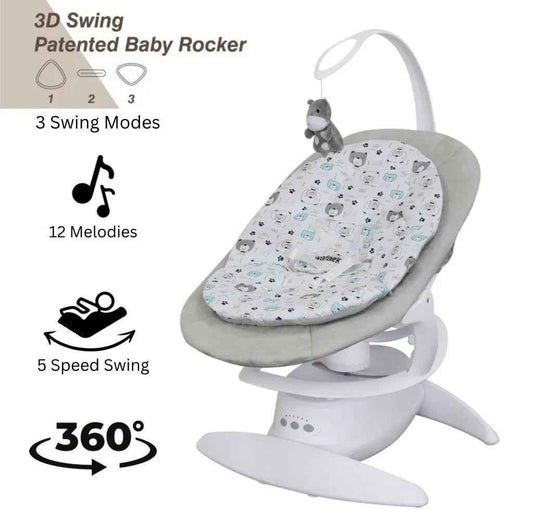 2-in-1 Electric Orbit 3D Advanced Baby Swing & Rocker with 360 Rotation and Toy