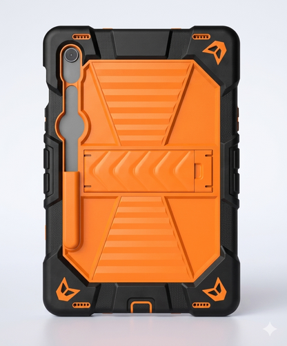Samsung Galaxy Tab S10 FE Rugged Shockproof Case with Kickstand (Orange)