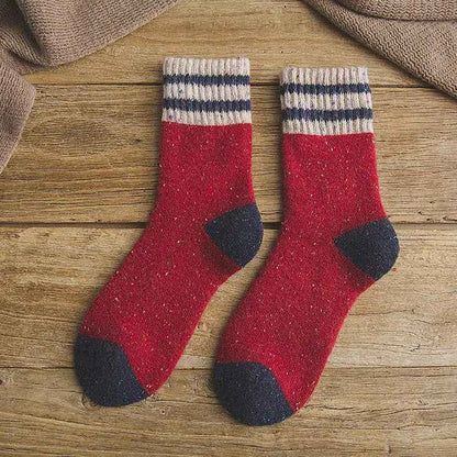 Thickened Warm Terry Wool Socks for Women - Brushed Striped Cozy Winter Socks