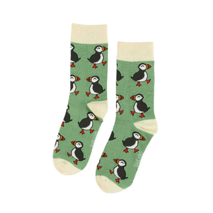 Save the Green Puffin Bamboo Socks