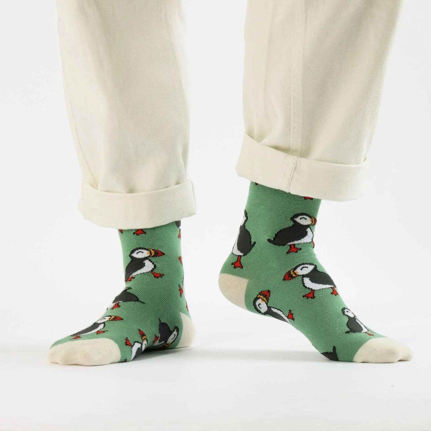 Save the Green Puffin Bamboo Socks