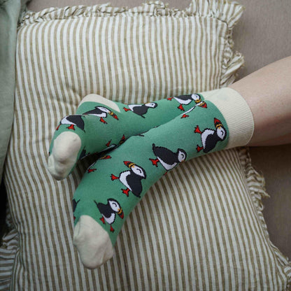 Save the Green Puffin Bamboo Socks