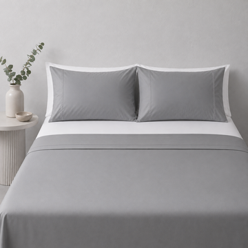 ORGANIC COTTON COLOURED SHEET SET 250TC - GREYSTONE