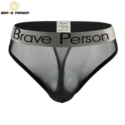 BRAVE PERSON Transparent Men's Briefs - Low-Waist Mesh Gauze Breathable Underwear