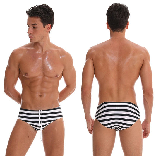 DATIFER Mens Low Waist Sexy Print Swim Briefs