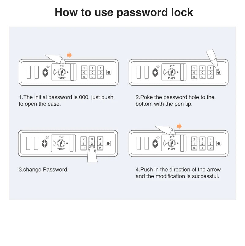 Instructions on how to use a password lock on a device.