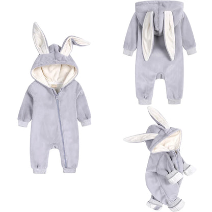 Kids Tales Tiny Trail Cotton-Blend Hooded Zip Baby Romper