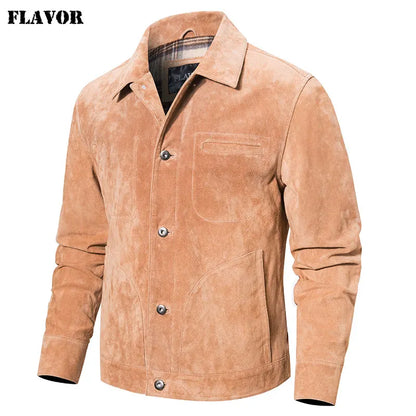 FLAVOR Men's Classic Pigskin Suede Leather Jacket