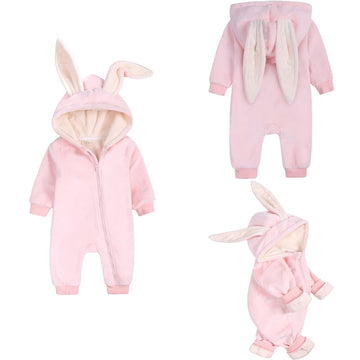 Kids Tales Tiny Trail Cotton-Blend Hooded Zip Baby Romper