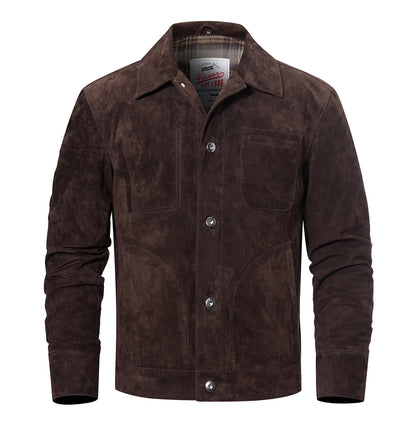 FLAVOR Men's Classic Pigskin Suede Leather Jacket