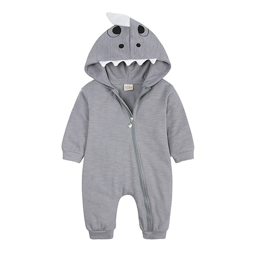 Kids Tales Tiny Trail Cotton-Blend Hooded Zip Baby Romper